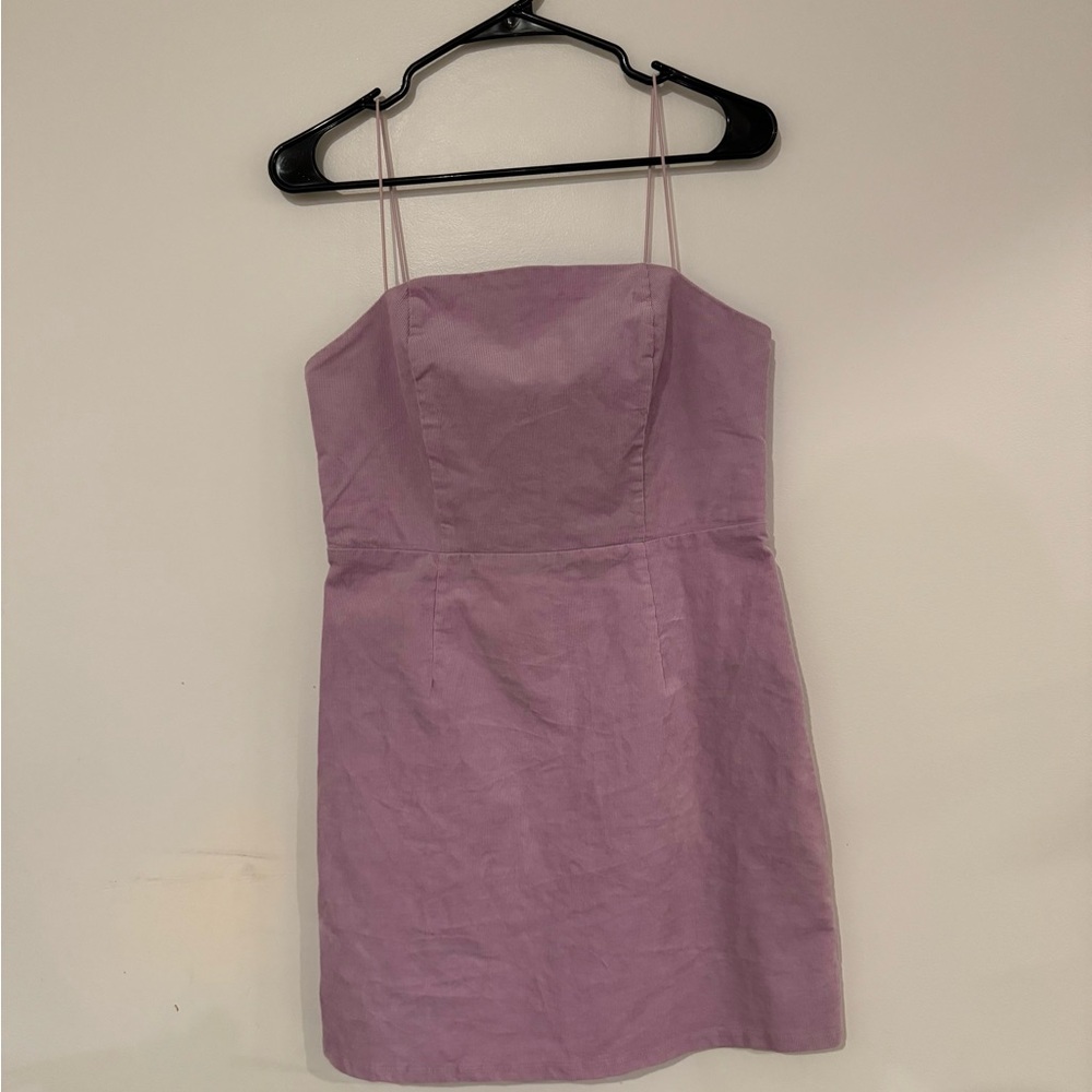 Urban Outfitters Corduroy Mini Dress Size 6 Lavender Purple Back Zip Structured
